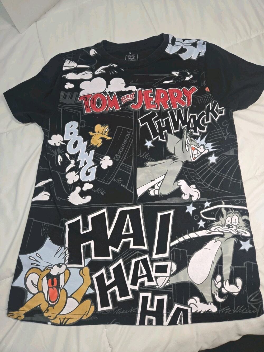 South Pole Tom & Jerry T-Shirt Men’s M The Cat & Mouse White Graphic Retired
